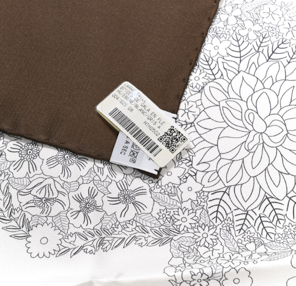 Hermes Silk Brides De Gala En Fleurs Scarf 90 Ebene White Gris Anthracite | Loved Again