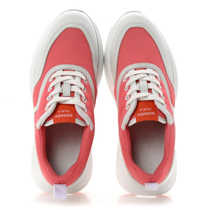 Hermes Mesh Calfskin Women's Giga Sneaker 37.5 Rose Du Desert White | Loved Again