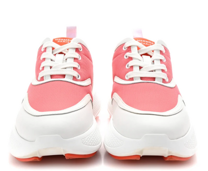 Hermes Mesh Calfskin Women's Giga Sneaker 37.5 Rose Du Desert White | Loved Again
