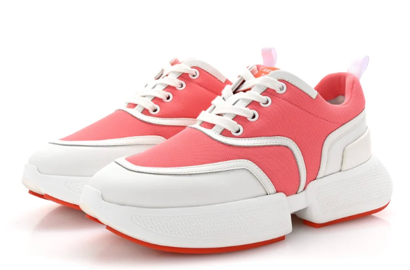 Hermes Mesh Calfskin Women's Giga Sneaker 37.5 Rose Du Desert White | Loved Again