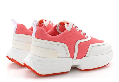 Hermes Mesh Calfskin Women's Giga Sneaker 37.5 Rose Du Desert White | Loved Again