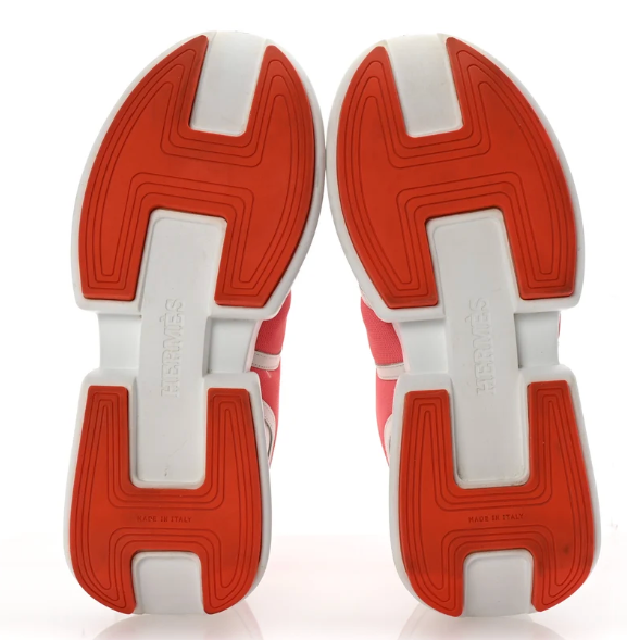 Hermes Mesh Calfskin Women's Giga Sneaker 37.5 Rose Du Desert White | Loved Again