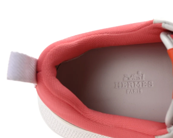 Hermes Mesh Calfskin Women's Giga Sneaker 37.5 Rose Du Desert White | Loved Again