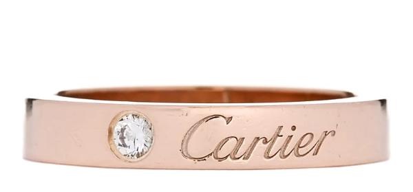 Cartier 18K Pink Gold Diamond 3mm C De Cartier Wedding Band Ring 46 3.75 | Loved Again