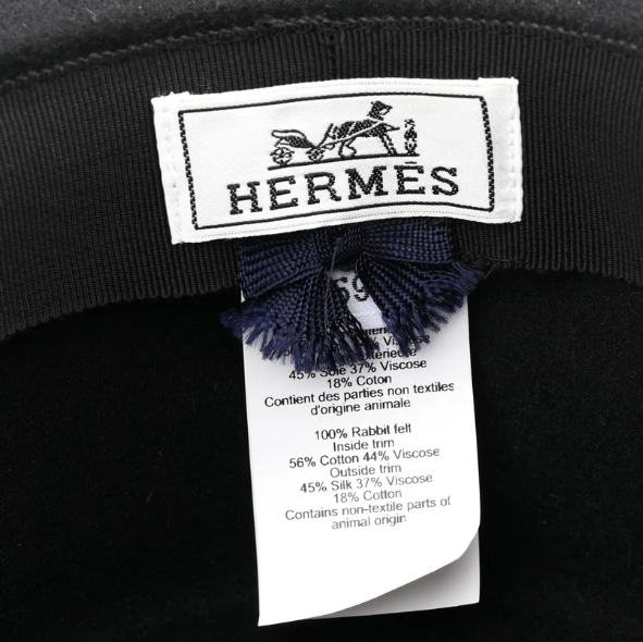 Hermes Rabbit Felt Dakota Love Hat 59 Black
