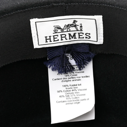 Hermes Rabbit Felt Dakota Love Hat 59 Black